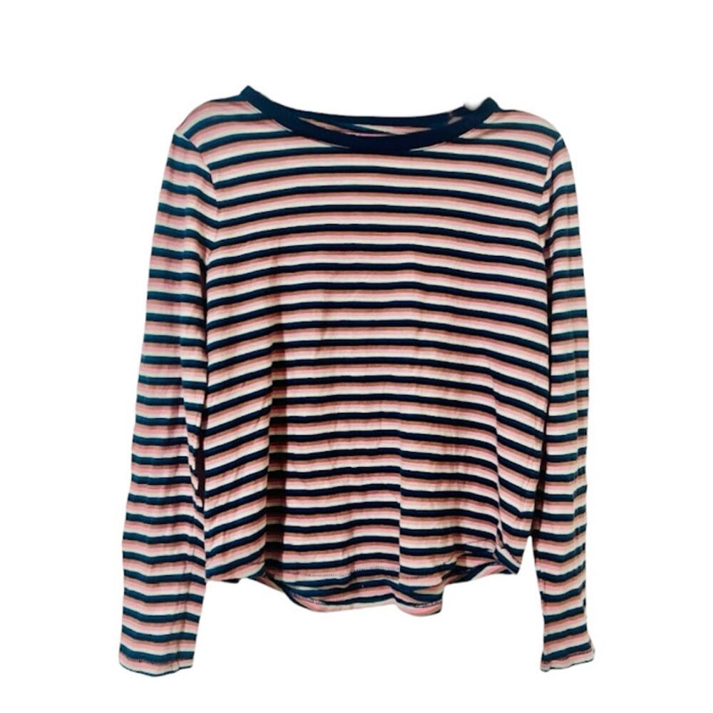 MADEWELL Cotton Rib-Crewneck Long-Sleeve Shirtail Hem Tee Size M